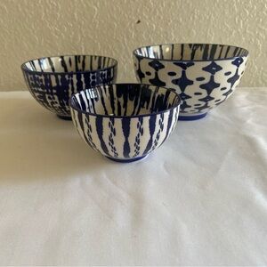 (3) West Elm indigo bowls
